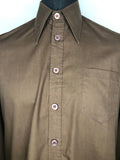 vintage  Urban Village Vintage  urban village  Shirt  Mens World  Mens Shirts  mens  long sleeves  Long sleeved top  long sleeve  L  dagger collar  button  brown  70s  1970s