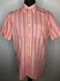1970s Striped Short Sleeve Shirt with Pocket - Size XL