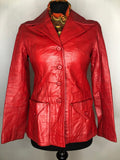 Vintage 1970s Red Leather Jacket by Suede and Leathercraft  - Size UK 8