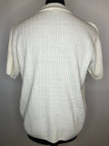 white  vintage  Urban Village Vintage  urban village  top  short sleeved  short sleeve  retro  mens  light knitwear  light knit  L  knitwear  knitted  knit  jumper  Jacket  crew neck  Creation Atelier GS  cream  cable knit pattern  70s  1970s