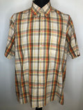 1970s Checked Button Down Collar Short Sleeve Shirt - Size XL