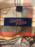 XL  vintage  Urban Village Vintage  urban village  short sleeved  short sleeve  Shirt  Seven Miles  red  print  multi  Mens Shirts  mens  long sleeve  Green  dagger collar  collar  chest pockets  checkered  checked  check shirt  check  button down collar  button down  big collar  70s  1970s