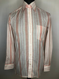Vintage 1970s Long Sleeved Pink Striped Shirt - Size S