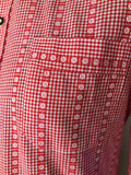 vintage  Urban Village Vintage  urban village  Trachten Gratz  Shirt  Red  printed shirt  printed  print  pointed collar  Mens Shirts  mens  M  long sleeves  Long sleeved top  long sleeve  Gingham  embroidered logo  dagger collar  button  70s  1970s