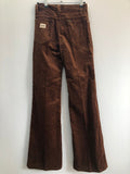 Vintage Deadstock 1970s Flared Bootcut Corduroy Trousers in Brown by Lee - Size UK 6 Petite - W24 L32