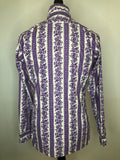 white  vintage  Urban Village Vintage  urban village  summer shirt  summer  Shirt  purple  penny collar  MOD  Mens Shirts  mens  long sleeves  long sleeved  long sleeve  Jon Martin  formal shirt  formal  floral print  fitted  collared  collar  button up  button front  button  big collar  60s  1960s