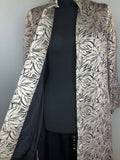 womens  vintage  Urban Village Vintage  urban village  mod  metallic  maxi  long sleeve  long length coat  long length  leaf pattern  Jacket  high neck  gold metallic  gold lurex  gold  evening jacket  embossed  coat  button  black  60s  1960s  16