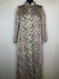 womens  vintage  Urban Village Vintage  urban village  mod  metallic  maxi  long sleeve  long length coat  long length  leaf pattern  Jacket  high neck  gold metallic  gold lurex  gold  evening jacket  embossed  coat  button  black  60s  1960s  16