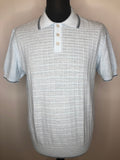 Vintage 1960s Mod Check Patterned Polo Top in Blue - Size L