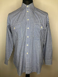 Vintage 1970s Gingham Check Dagger Collar Shirt in Blue by Studio Leonardo - Size L