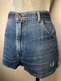 Fred Perry Sportswear Denim Shorts Hot Pants in Blue - Size UK 14