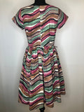 womens  vintage  urban village  true vintage  summer  spring  short sleeved  round neck  rockabilly  print dress  pin up  multi  floral print  fitted waist  dress  day dress  brushstroke print  50s  1950s  10