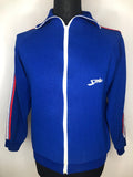Vintage 1970s Sports Track Top in Blue with Stripes - Size S