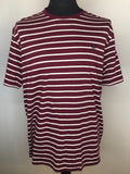 Striped Fred Perry T-Shirt in Burgundy and White - Size XL