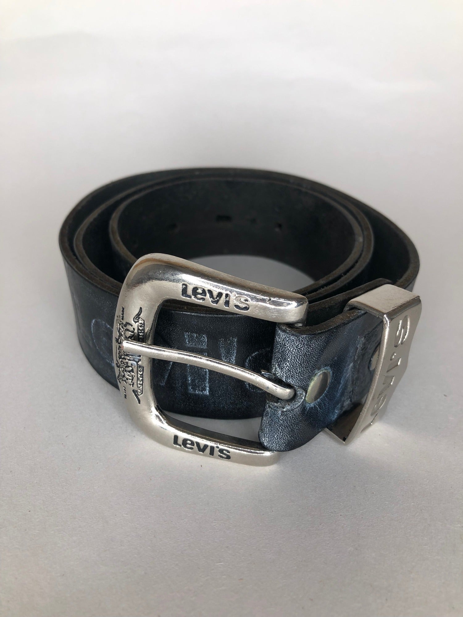 Levis Leather Embossed Western Belt in Black Size S Mens