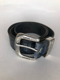 XS  western wear  western  vintage  Urban Village Vintage  S  metal buckle  mens  levis strauss  levis  leather etching  leather belt  festival  casual  buckle  branded  Black Leather  black  belt