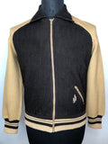 Vintage 1970s Ribbed Track Top Bomber Jacket in Brown and Beige - Size S