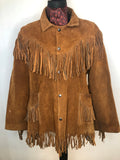 Vintage 1970s 1980s Suede Fringed Western Jacket in Brown - Size L