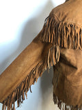 vintage  Urban Village Vintage  urban village  Suede Jacket  suede fringing  Suede  pockets  pocket detail  mens  L  Jacket  hippie  festival  double breasted  collared  brown  boho  80s  80  70s  70  1980s  1970s