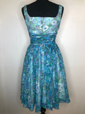 womens  vintage  urban village  true vintage  spring  rockabilly  pin up  Gigi Young  fitted waist  dress  day dress  blue  8  50s  1950s
