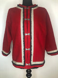 womens jacket  womens coat  womens  virgin wool  vintage  Urban Village Vintage  urban village  red  Norwegian jacket  norwegian  Jacket  festival  embroidered trim  coat  button  60s  1960s  14
