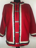 womens jacket  womens coat  womens  virgin wool  vintage  Urban Village Vintage  urban village  red  Norwegian jacket  norwegian  Jacket  festival  embroidered trim  coat  button  60s  1960s  14