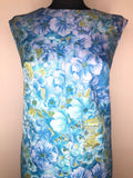 womens  vintage  summer dress  summer  sleeveless  MOD  knee length dress  knee length  floral print  floral dress  floral  dress  blue  60s  1960s  14