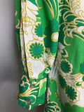 womens  white  vintage  retro  psychedelic  psych  MOD  long sleeved  knee length dress  knee length  green  floral print  floral dress  floral  dress  balloon sleeve  60s  1960s