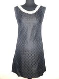 Vintage 1960s Lace and Tulle Trim Neck Sleeveless Mini Dress in Black - Size UK 8