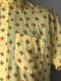 Yellow  vintage  Urban Village Vintage  urban village  short sleeved  Shirt  Printed T-Shirt  printed shirt  printed  print  Mens Shirts  mens  geometric print  diamond print  dagger collar  button  Bugelfrei  70s  1970s