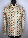 Vintage 1970s Gentleman Novelty Print Dagger Collar Shirt by M'Guy Fashions - Size S