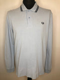 Fred Perry Twin Tipped Long Sleeve Polo Shirt in Light Blue - Size L