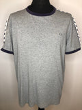 Fred Perry Sportswear Ringer T-Shirt in Grey with Logo Stripe - Size XXL