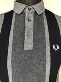 vintage  Urban Village Vintage  urban village  Three Button  summer  Stripes  stripe detailing  stripe detail  short sleeved  short sleeve  MOD  mens  M  Logo design  logo  Grey  Fred Perry  fred  embroidered logo  Cotton  button