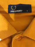 Yellow  white stripes  white logo  vintage  two button  twin tipped  summer  s  polo top  polo  mustard  mens  logo  Fred Perry  embroidered logo  Cotton