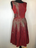 womens  vintage  valentines  urban village  two tone  tie back waist  ruched waist  round neck  rockabilly  red  pleat skirt  pleat front  party dress  party  floral dress  fitted waist  evening wear  dress  date night  Christmas  50s  1950s  10