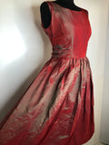 womens  vintage  valentines  urban village  two tone  tie back waist  ruched waist  round neck  rockabilly  red  pleat skirt  pleat front  party dress  party  floral dress  fitted waist  evening wear  dress  date night  Christmas  50s  1950s  10