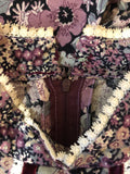 womens  vintage  victoriana  Victorian style  Victorian  velvet trim  Urban Village Vintage  urban village  retro  purple  maxi dress  long sleeves  long sleeve  long dress  hippie  high neck  floral dress  dress  crochet trim  collar  boho  balloon sleeves  balloon sleeve  70s  70  4  1970s
