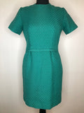 woven fabric  wool  womens  vintage  Turquoise  short sleeve  retro  MOD  knee length dress  knee length  green  dress  blue  60s  1960s  10