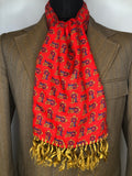vintage  Urban Village Vintage  urban village  tootal  scarf  red  Paisley Print  paisley inspired  paisley  one size  MOD  mens scarves  mens accessories  mens  made in england  gold fringing  fringed  fringe  blue paisley  60s  1960s