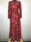 womens  vintage  Urban Village Vintage  urban village  summer dress  shimmer  scoop back  psychedelic  psych  pink shimmer  pink  metallic  maxi dress  maxi  lurex fabric  lurex  long sleeves  long sleeve  long dress  floral print  dress  backless  70s  70  1970s  10