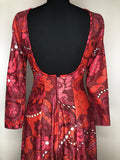 womens  vintage  Urban Village Vintage  urban village  summer dress  shimmer  scoop back  psychedelic  psych  pink shimmer  pink  metallic  maxi dress  maxi  lurex fabric  lurex  long sleeves  long sleeve  long dress  floral print  dress  backless  70s  70  1970s  10