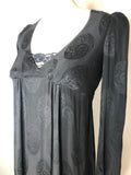 womens  vintage  Urban Village Vintage  urban village  summer dress  Paisley Print  maxi dress  long dress  lace insert  dress  black  balloon sleeves  balloon sleeve  70s  70  6  1970s