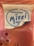 14  zip front dress  womens  vintage  Urban Village Vintage  urban village  tea dress  silky  silk  short sleeved  pockets  Mitzi  maxi dress  long length  frill trims  embroidered  dress  Broderie Anglaise  40s  40  1940s