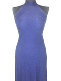 womens  vintage  Urban Village Vintage  urban village  studio 54  party dress  party  new year  metallic  maxi dress  lurex  long length dress  halter neck  halter  glittery  glitter  dress  disco dress  disco  christmas  button back neck  Blue  back zip  8  70s  1970s