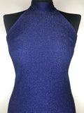 womens  vintage  Urban Village Vintage  urban village  studio 54  party dress  party  new year  metallic  maxi dress  lurex  long length dress  halter neck  halter  glittery  glitter  dress  disco dress  disco  christmas  button back neck  Blue  back zip  8  70s  1970s