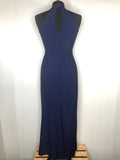 womens  vintage  Urban Village Vintage  urban village  studio 54  party dress  party  new year  metallic  maxi dress  lurex  long length dress  halter neck  halter  glittery  glitter  dress  disco dress  disco  christmas  button back neck  Blue  back zip  8  70s  1970s