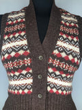 womens  waistcoat  vintage  Urban Village Vintage  urban village  sleeveless  patterned  made in england  light knitwear  light knit  knitwear  knitted  knit  cardigan  brown  8  70s  1970s