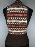 womens  waistcoat  vintage  Urban Village Vintage  urban village  sleeveless  patterned  made in england  light knitwear  light knit  knitwear  knitted  knit  cardigan  brown  8  70s  1970s