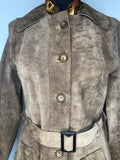 womens  waist belt  vintage  Urban Village Vintage  urban village  Suede Jacket  Suede  Rounded collar  pockets  MOD  long sleeve  Jacket  collar  coat  button down  big collar  Belted waist  belted jacket  belted  belt  60s  1960s  10